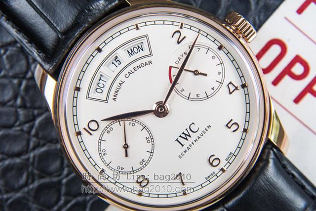 IWC手錶 V2升級版 萬國lW52850 葡萄牙萬年曆腕表系列 萬國表高端機械男表  hds1436